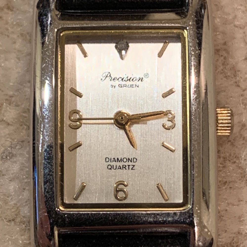 Gruen Precision Diamond Quartz Rectangular Watch - image 1